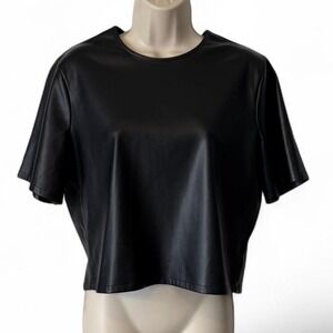 Express Black Faux Leather Boxy Top
